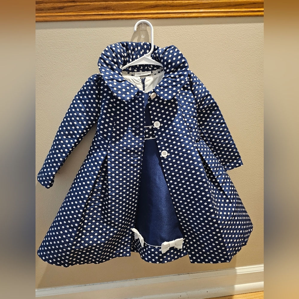 Navy Polka Dot Coat